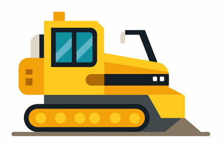 Bulldozer icon. Flat illustration of bulldozer vector icon for webのイラスト素材