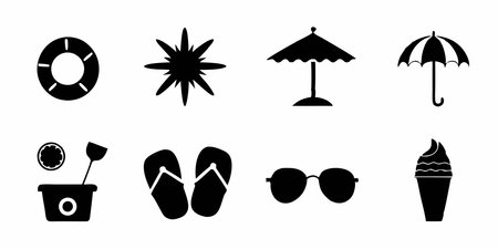 Summer Icons Set. Flat Style Vector Illustration. Isolated On White Background.のイラスト素材