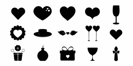 bundle of valentines day set icons vector illustration silhouette styleのイラスト素材
