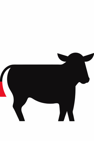 black silhouette of a cow on a white background, vector illustration.のイラスト素材