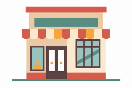 Facade of a small shop on a white background. Vector illustration.のイラスト素材