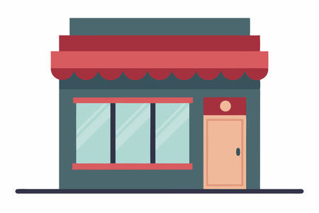 Flat design vector illustration of a shop with awning.のイラスト素材