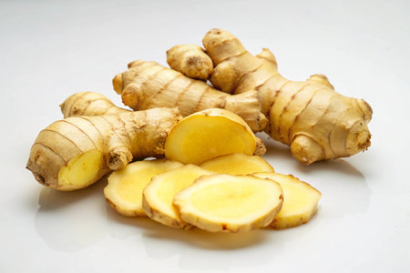Ginger root isolated on white background, healthy food ingredient for cooking