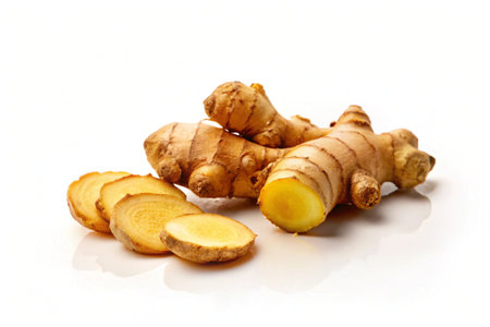 Ginger root isolated on white background. Healthy food ingredient for cooking.