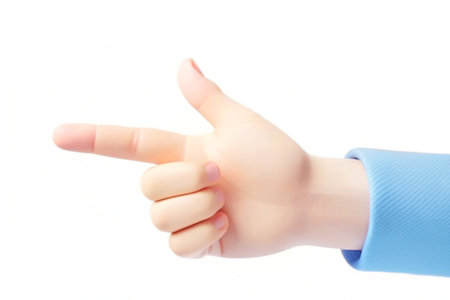 Hand pointing at something isolated on white background, clipping path included.の写真素材