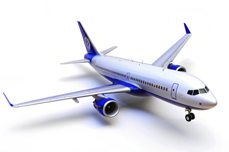 3d airplane isolated on white backgroundの写真素材