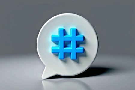 3d Hashtag icon in speech bubble isolated on white background