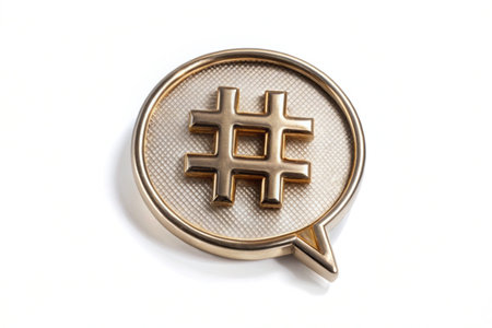 3d Hashtag icon in speech bubble isolated on white background