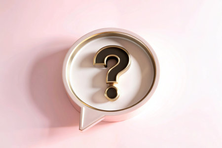 3d Question mark icon in speech bubble isolated on backgroundの写真素材