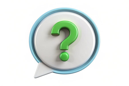 3d Question mark icon in speech bubble isolated on backgroundの写真素材
