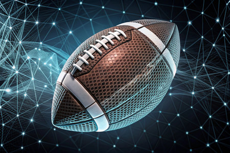 Football Dots lines triangles Abstract Low Poly Wireframe Design with copy space backgroundの写真素材