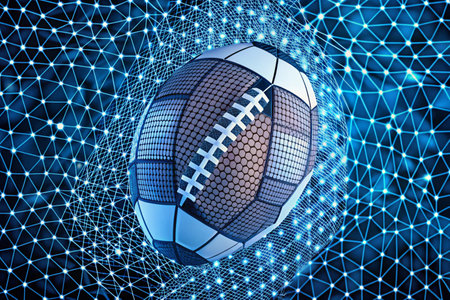 Football Dots lines triangles Abstract Low Poly Wireframe Design with copy space backgroundの写真素材