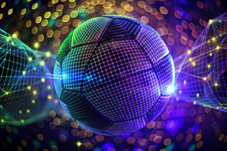 Football Dots lines triangles Abstract Low Poly Wireframe Design with copy space backgroundの写真素材