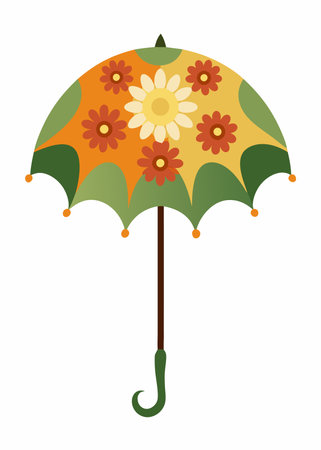 Umbrella With Floral Pattern on white backgroundのイラスト素材
