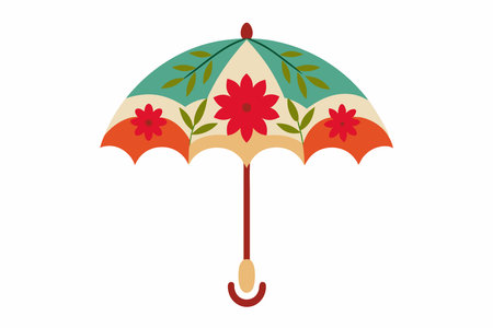 Umbrella With Floral Pattern on white backgroundのイラスト素材