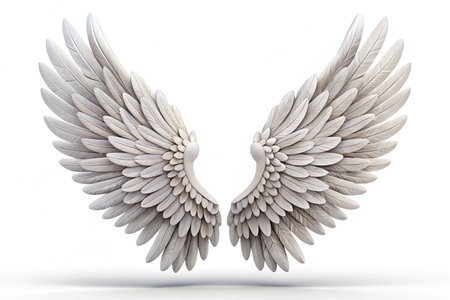 3D white wings isolated on white background