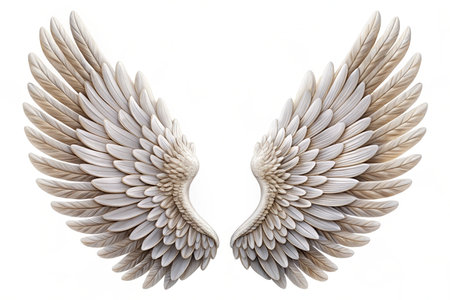 3D white wings isolated on white background