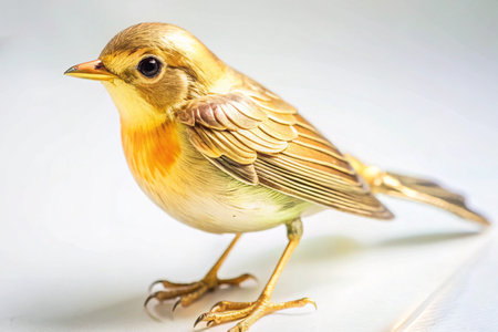 Gold detailed 3d bird  isolated on white background