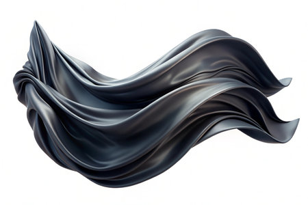 Dark flying fabric 3d wave cloth isolated on white background