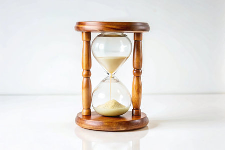 Sand hourglass isolated on white backgroundの写真素材