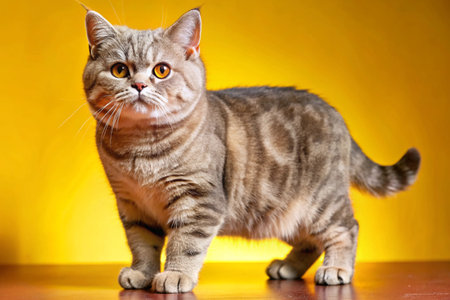Standing British shorthair Cat isolated on white backgroundの写真素材