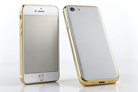 Phone blank display for mockup isolated on white backgroundの写真素材