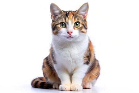 Mixed-breed Cat isolated on white backgroundの写真素材