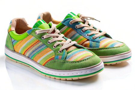 Pair of sneakers isolated on white backgroundの写真素材