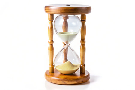 Sand hourglass isolated on white backgroundの写真素材