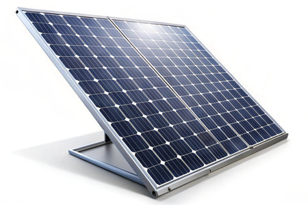 Solar panel isolated on white backgroundの写真素材