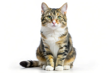 Mixed-breed Cat isolated on white backgroundの写真素材