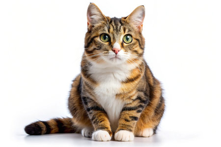 Mixed-breed Cat isolated on white backgroundの写真素材