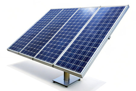 Solar panel isolated on white backgroundの写真素材