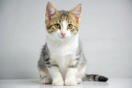 Mixed-breed Cat isolated on white backgroundの写真素材