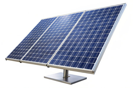Solar panel isolated on white backgroundの写真素材