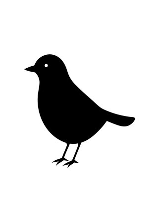 Bird black silhouette isolated on white backgroundのイラスト素材