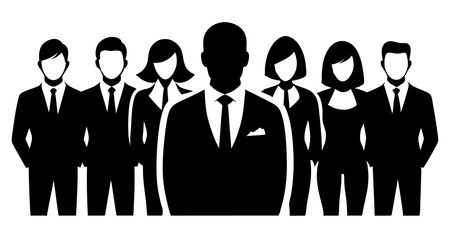 Business People black silhouette isolated on white backgroundのイラスト素材