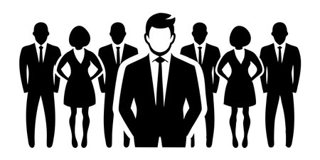 Business People black silhouette isolated on white backgroundのイラスト素材