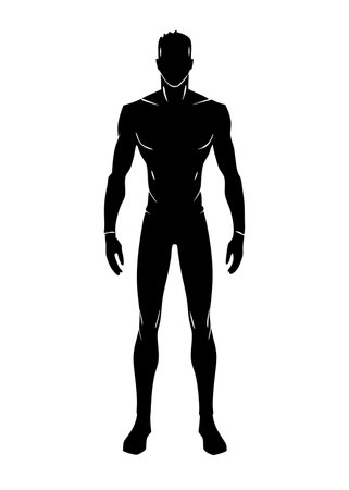 Man full body black silhouette isolated on white backgroundのイラスト素材