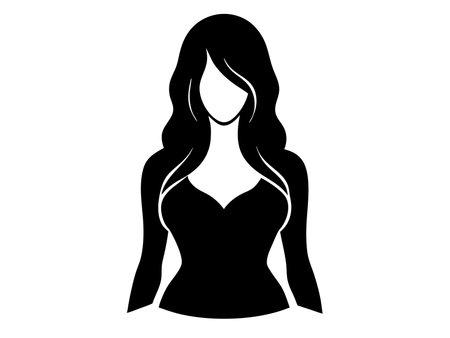 Woman avatar black silhouette isolated on white backgroundのイラスト素材