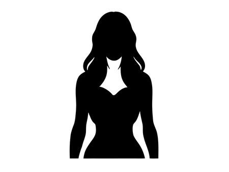 Woman avatar black silhouette isolated on white backgroundのイラスト素材
