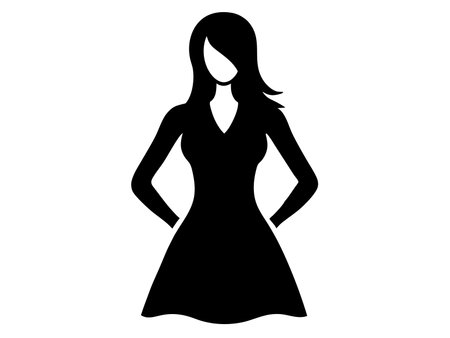 Woman avatar black silhouette isolated on white backgroundのイラスト素材