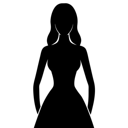 Woman avatar black silhouette isolated on white backgroundのイラスト素材