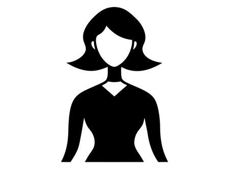 Woman avatar black silhouette isolated on white backgroundのイラスト素材
