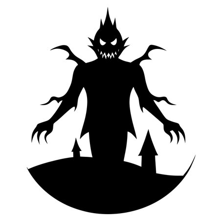 Silhouette of the demon on a white background. Vector illustrationのイラスト素材