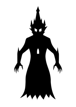Black silhouette of a demon on a white background. Vector illustration.のイラスト素材