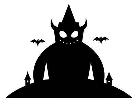 Black silhouette of demon on white background. Vector illustration for Halloween.のイラスト素材