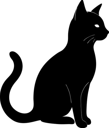 Cat flat illustration silhouette isolated on white backgroundのイラスト素材