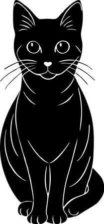 Cat flat illustration silhouette isolated on white backgroundのイラスト素材