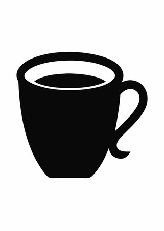 Black coffee cup  silhouette on white backgroundのイラスト素材